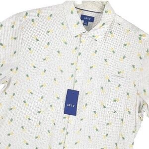 Apt. 9 Men's XL White Pineapple Print 100% Cotton Short Sleeve Button Down Shirt